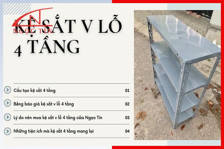 Kệ sắt v lỗ 4 tầng GIÁ RẺ CHẤT LƯỢNG nhất trên thị trường